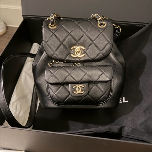 Chanel Handbags - Chanel Duma Drawstring Backpack Quilted Lambskin Small Black